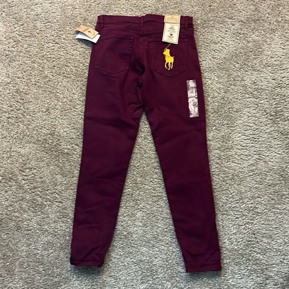 Polo Ralph Lauren Tompkins High-Rise Skinny Ankle Jeans Riella Burgundy Womens
